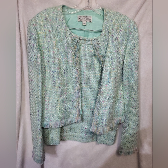 Chanel-esque Vintage FOLIO Saks 5th Ave Jacket + Skirt Set Size 10 - Picture 1 of 14